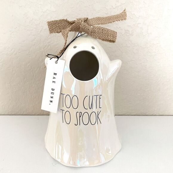 RAE DUNN Luster Ghost Birdhouse TOO CUTE TO SPOOK - New in box - Picture 1 of 6